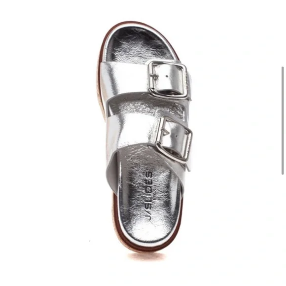 NWT J/SLIDES BELINDA Silver Leather Sandal - Picture 5 of 14